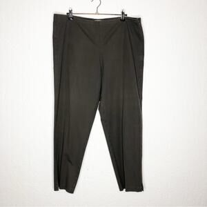 Eileen Fisher dark gray organic cotton side zip cropped pants size Large